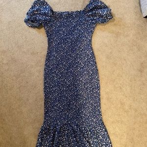 Blue floral midi dress